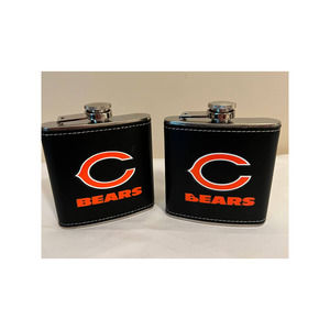 Boelter Brand NFL Chicago Bears Black Leather Wrapped Stainless Steel Flask 6 oz